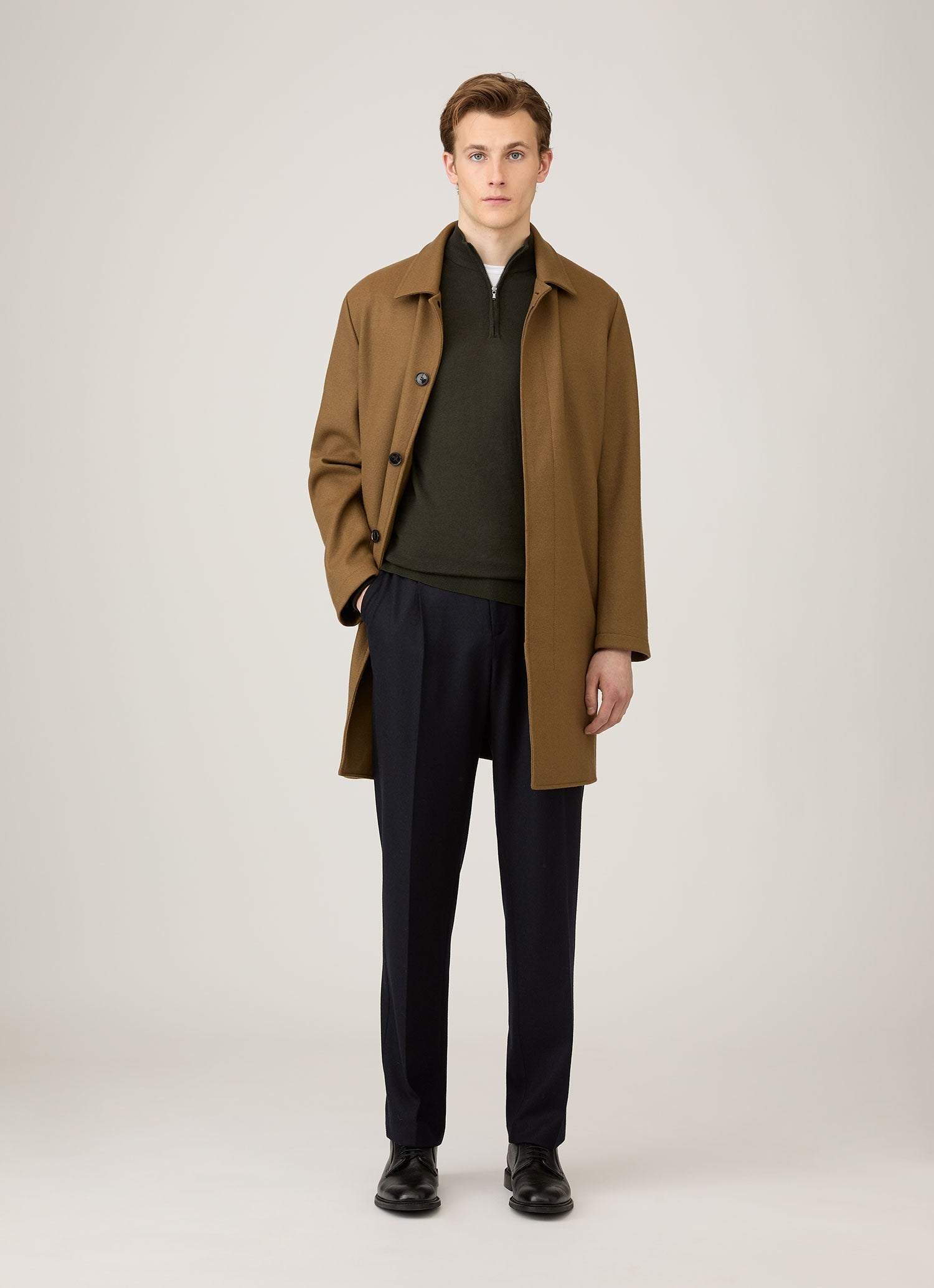 Men's Extra-Fine Merino Zip Neck in Dark Green