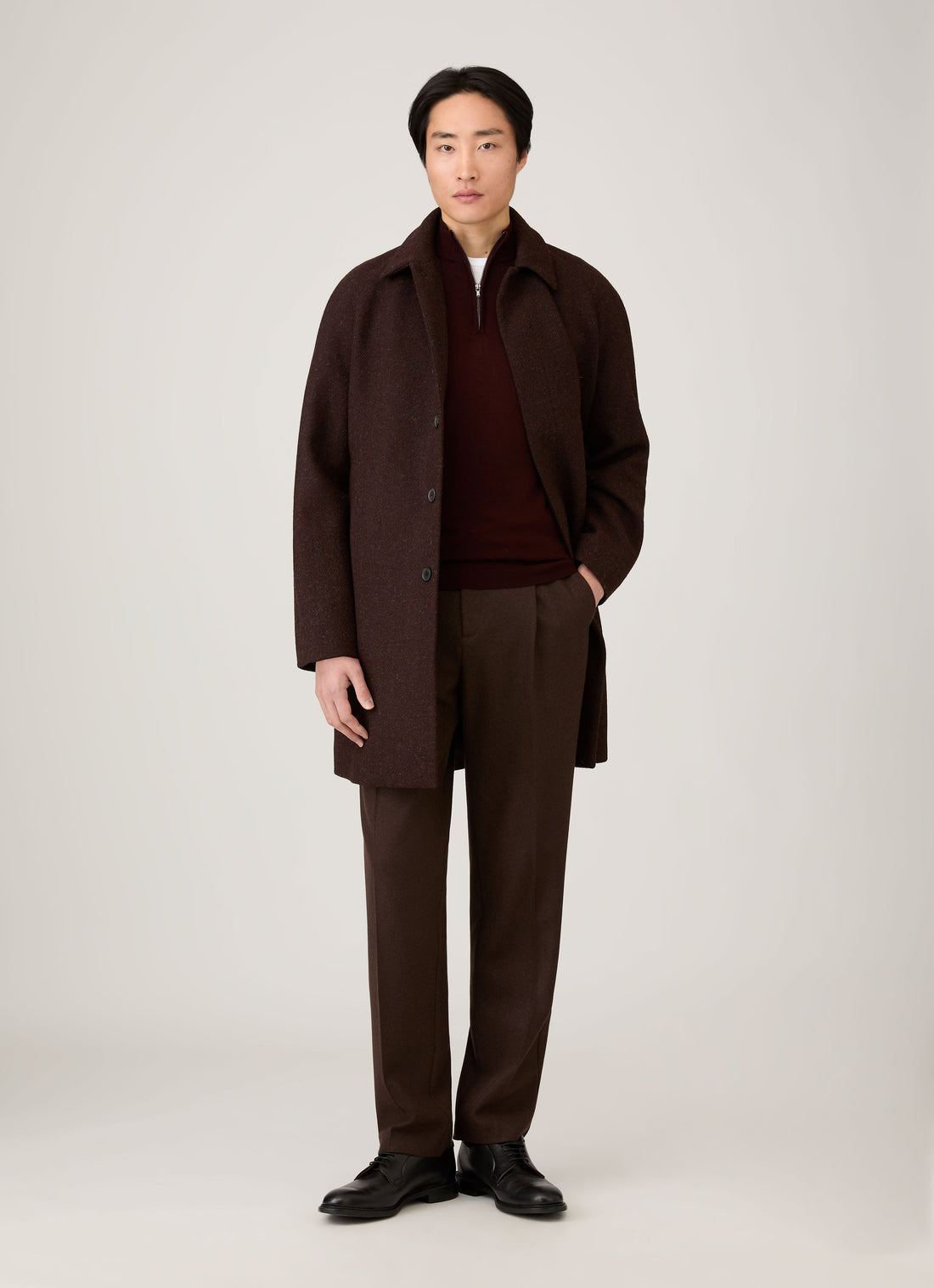 Men's Extra-Fine Merino Zip Neck in Bakelite