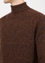 Men's Roll Neck Sweater in Caramel Twist