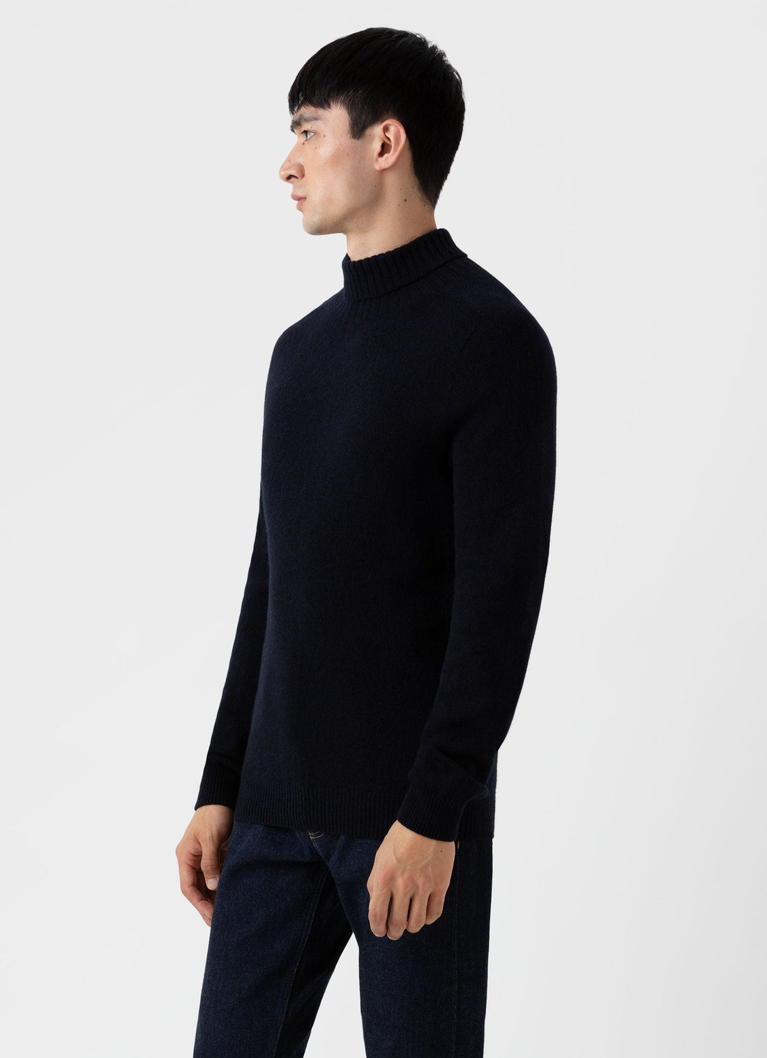 Black, Mens Lambswool Polo Neck Jumper