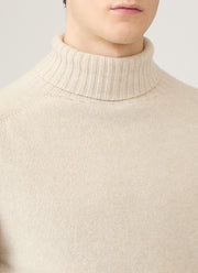 Men's Lambswool Roll Neck in Oatmeal Melange