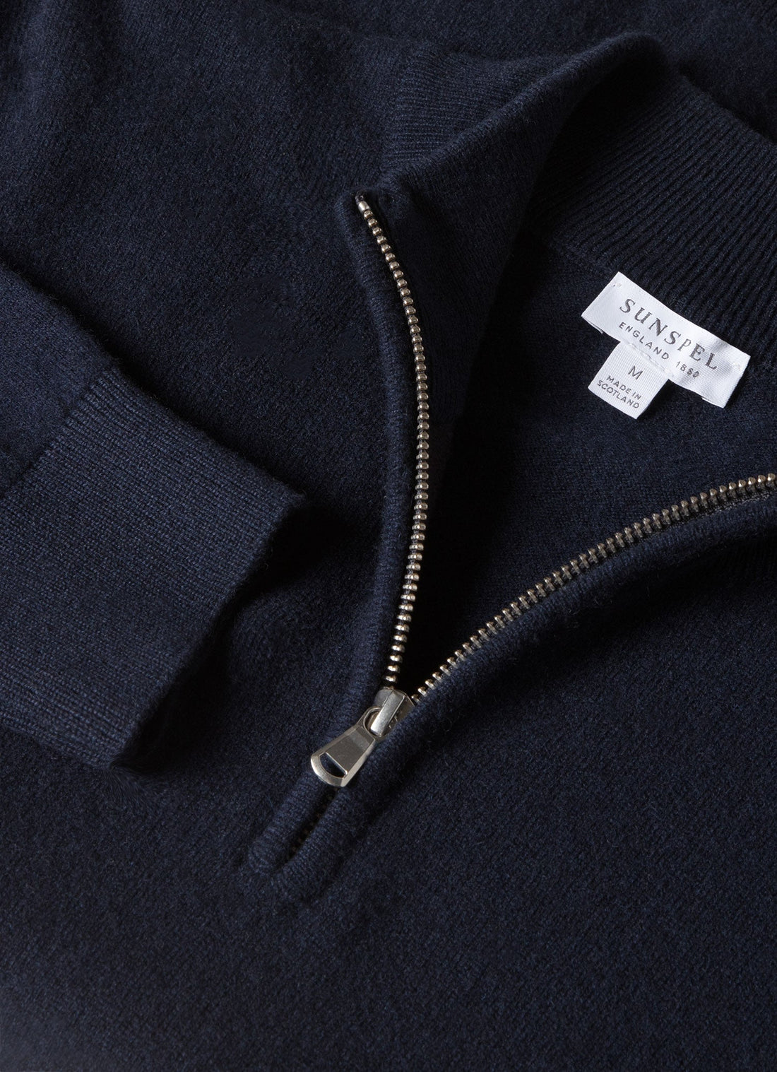 Men's Cashmere Zip Neck Jumper in Navy