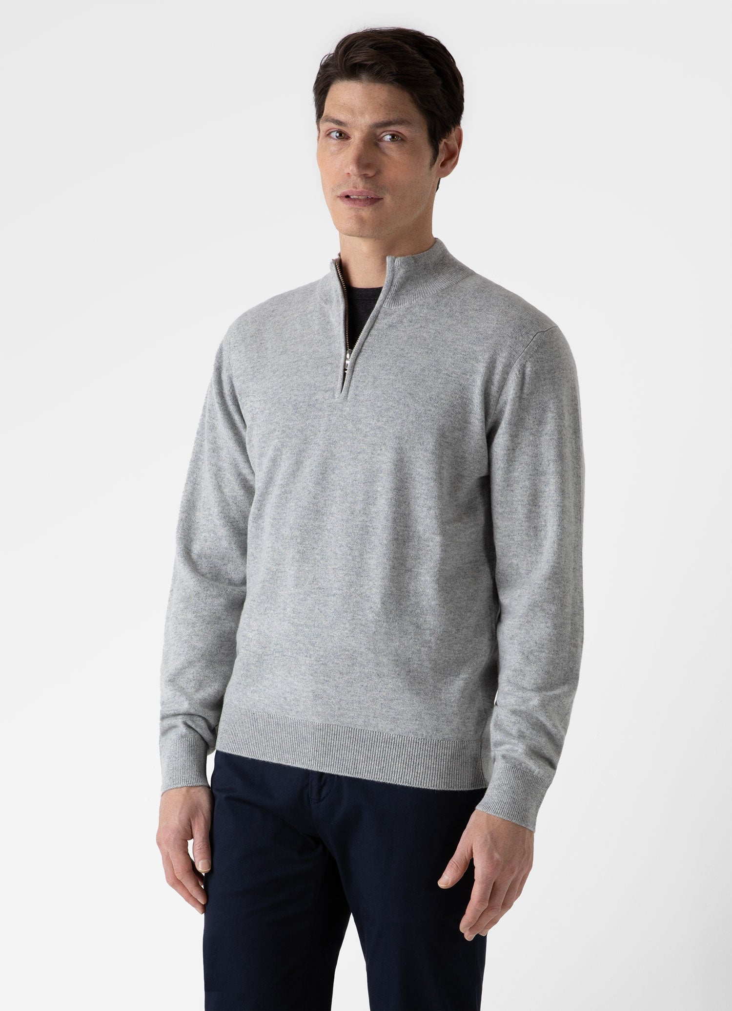 Mens grey quarter zip jumper hot sale