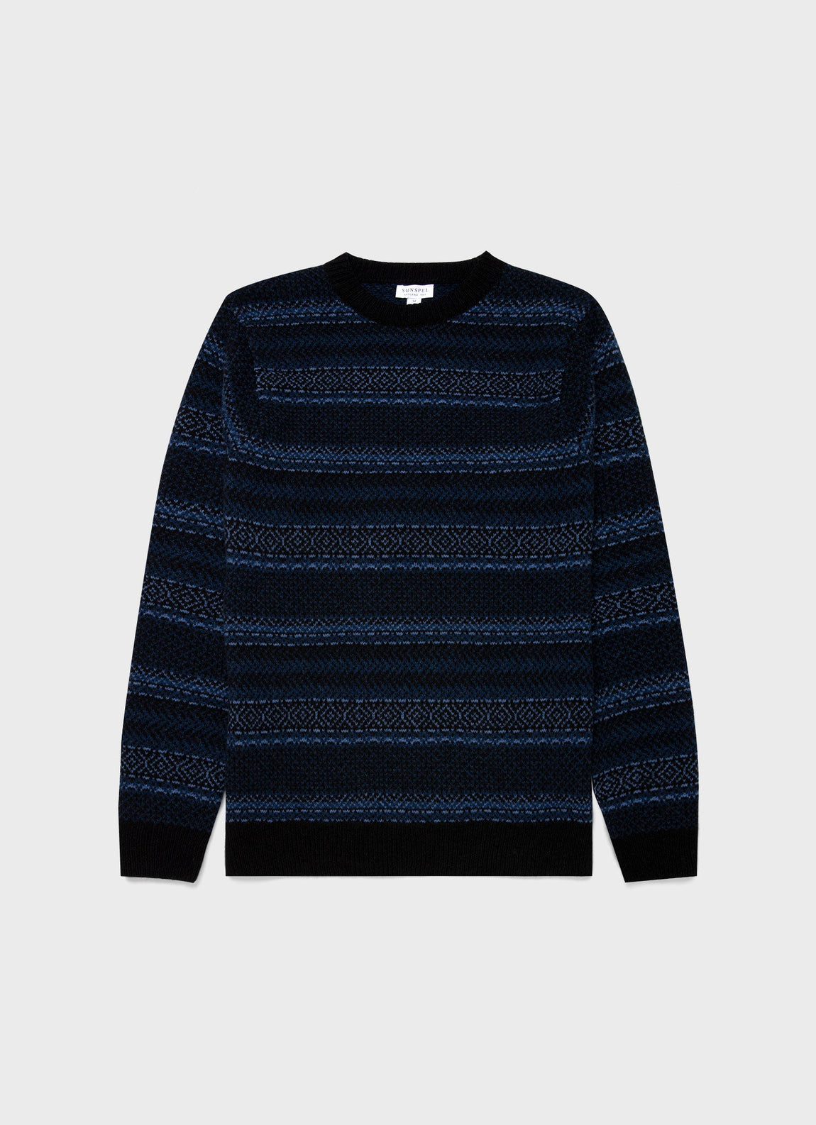 Men's Lambswool Fair Isle Jumper in Navy Fairisle