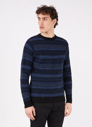 Men's Lambswool Fair Isle Jumper in Navy Fairisle