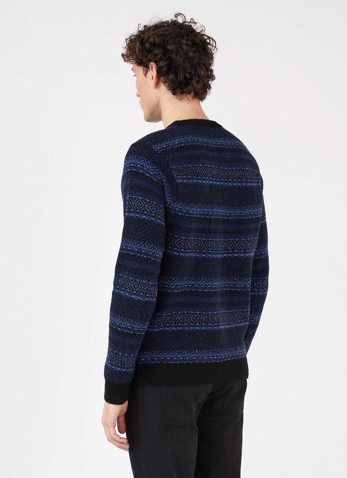 Men's Lambswool Fair Isle Jumper in Navy Fairisle