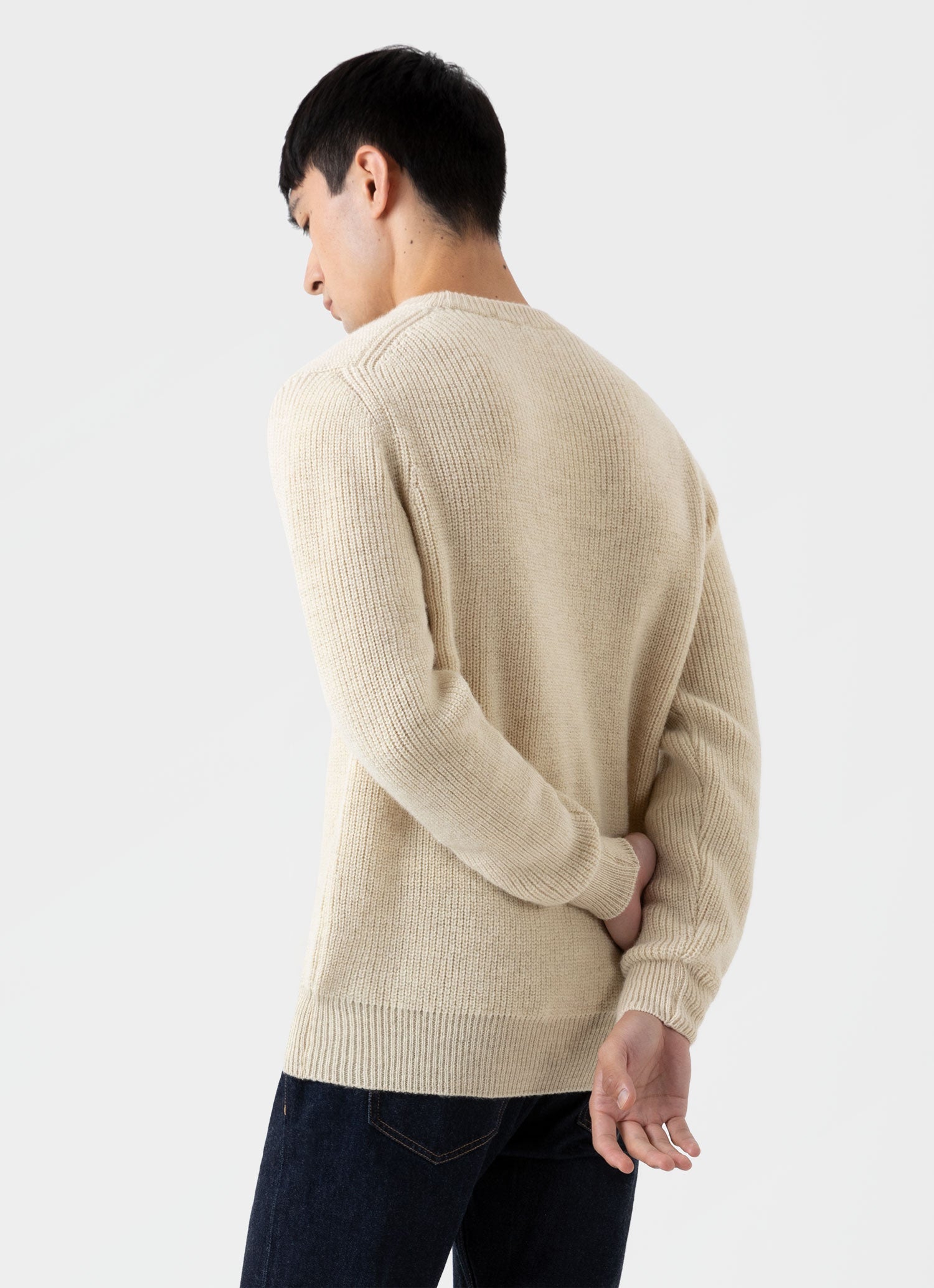 Men's Luxury British Wool Jumper in Natural Ecru