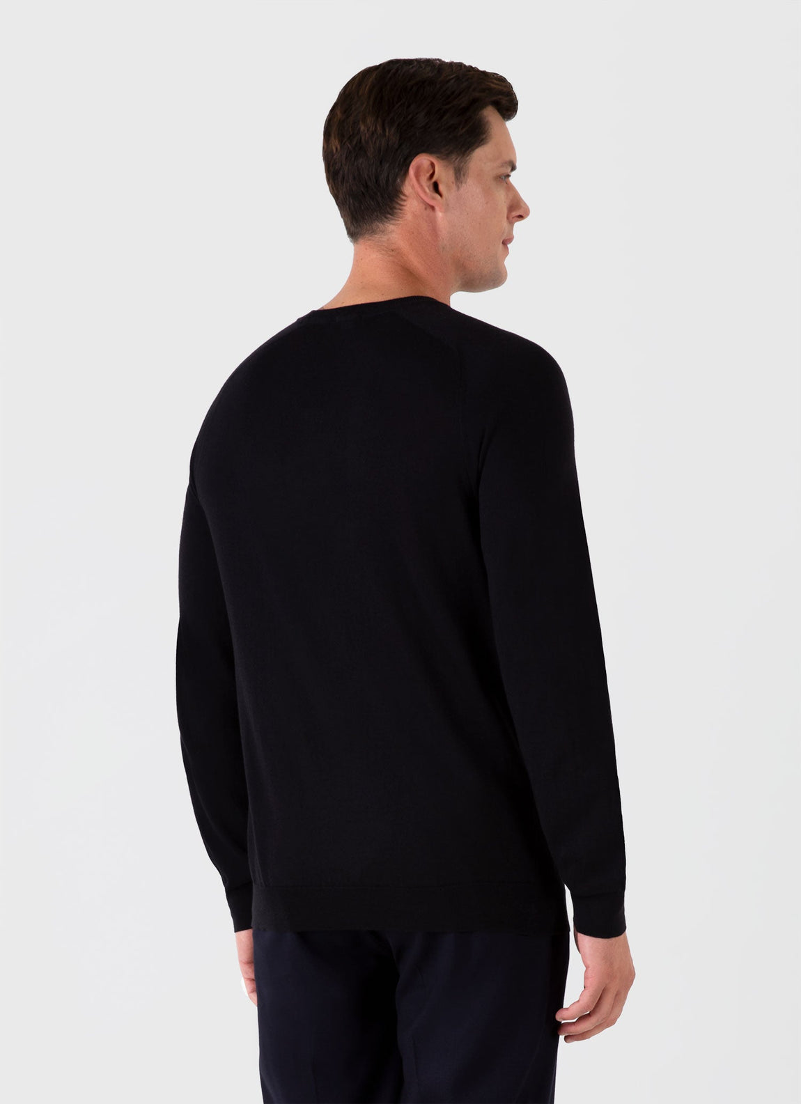 Men's Sea Island Cashmere Crew Neck Jumper in Black