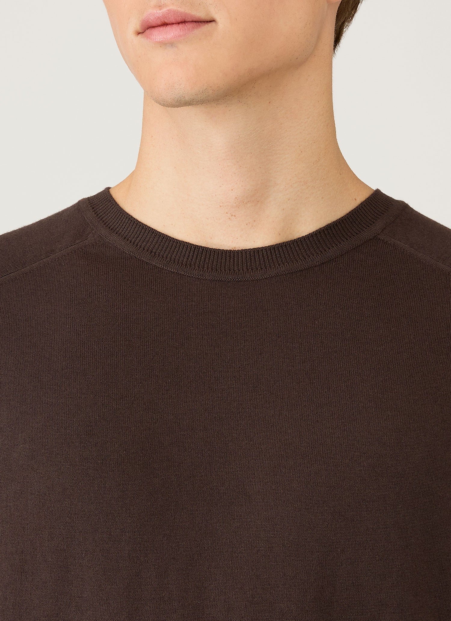 Men's Sea Island Cashmere Crew Neck Jumper in Dark Chocolate | Sunspel