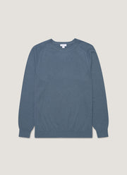 Men's Sea Island Cashmere Crew Neck Jumper in Slate Blue