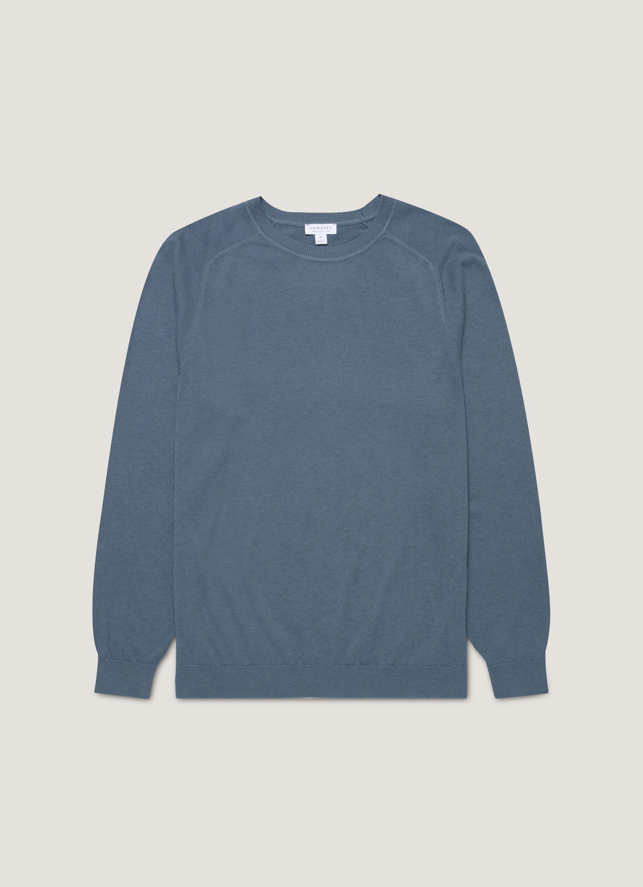 Men's Sea Island Cashmere Crew Neck Jumper in Slate Blue