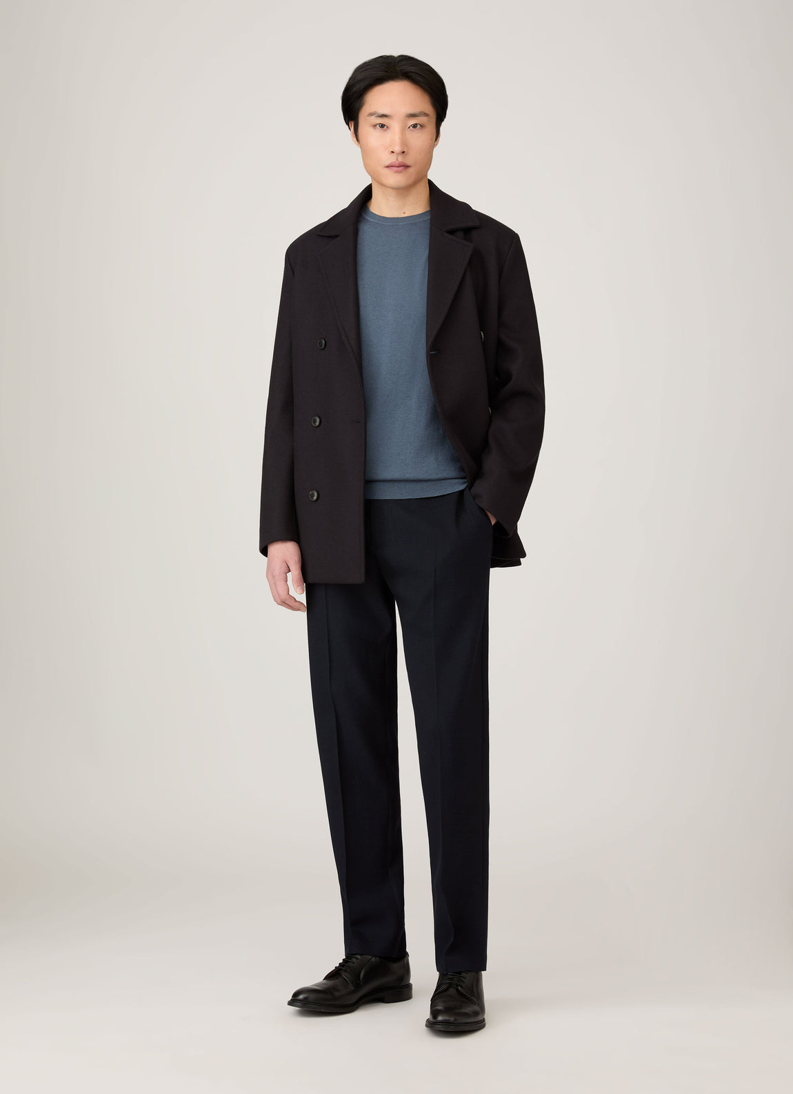 Men's Sea Island Cashmere Crew Neck Jumper in Slate Blue