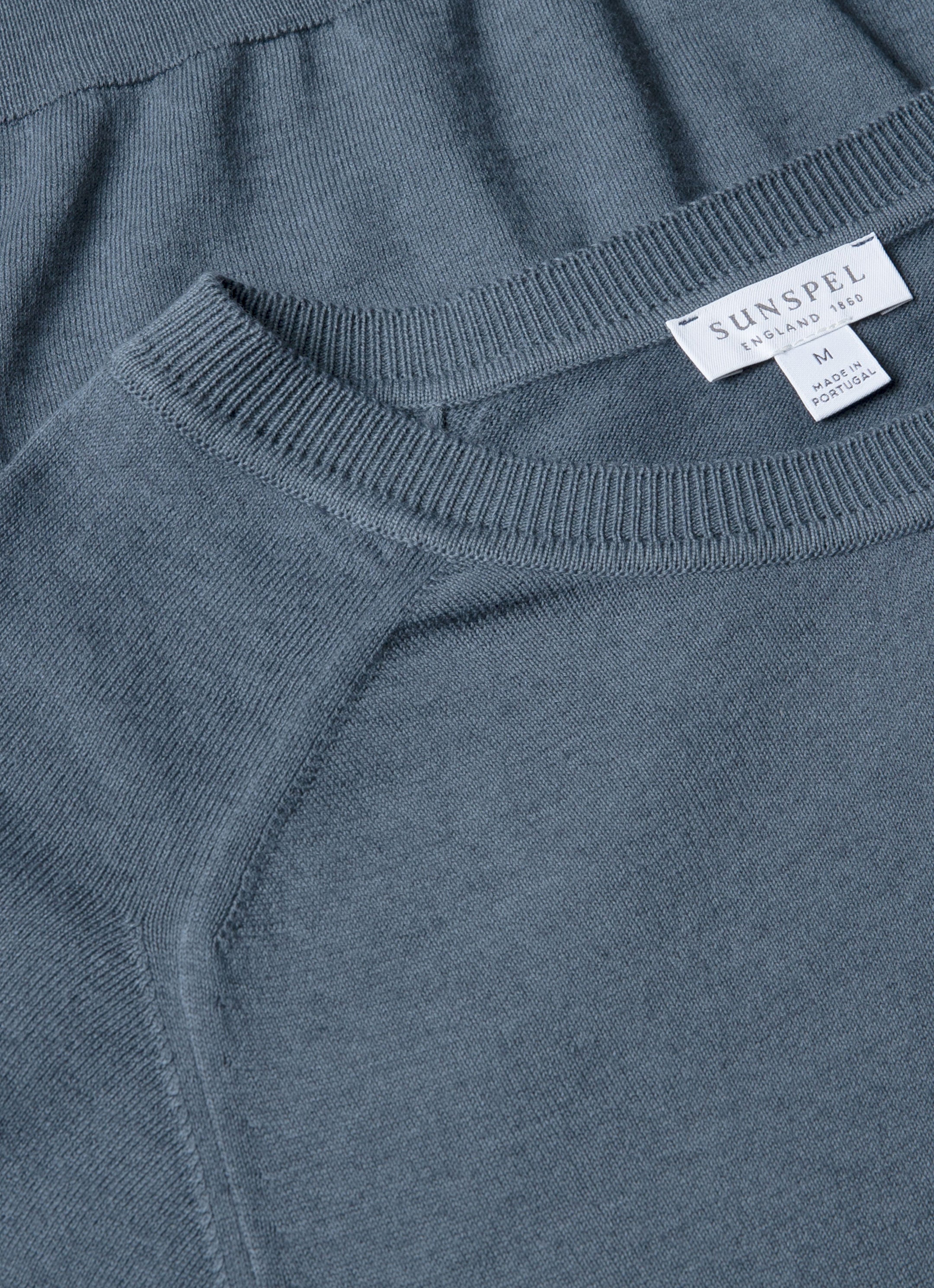 Men's Sea Island Cashmere Crew Neck Jumper in Slate Blue