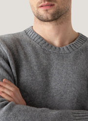 Men's Roxburgh Cashmere Jumper in Mid Grey Melange