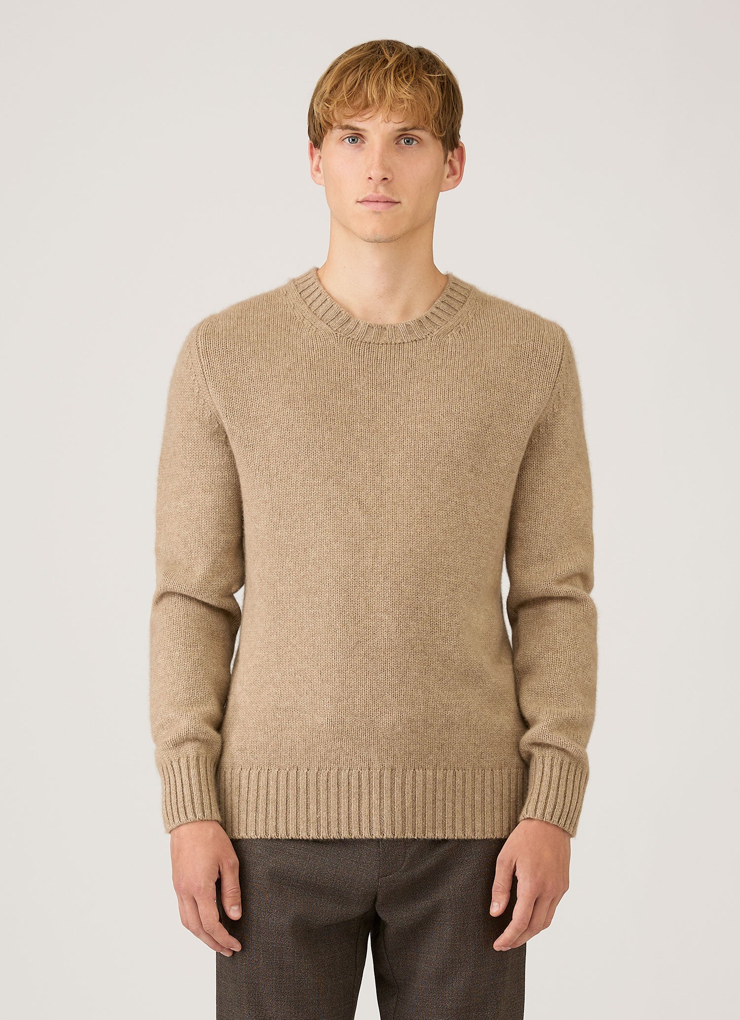 Men's Roxburgh Cashmere Jumper in Natural Brown | Sunspel