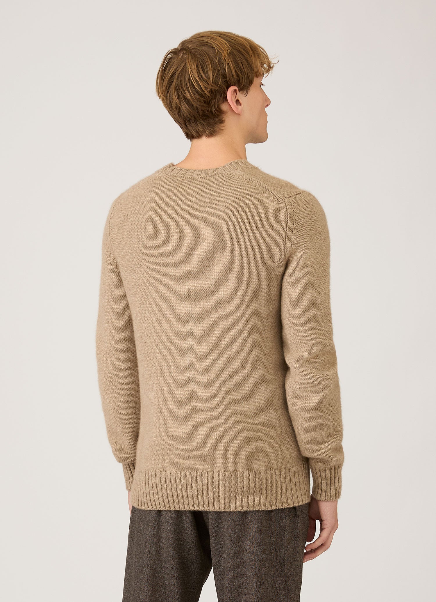 Men's Roxburgh Cashmere Jumper in Natural Brown | Sunspel