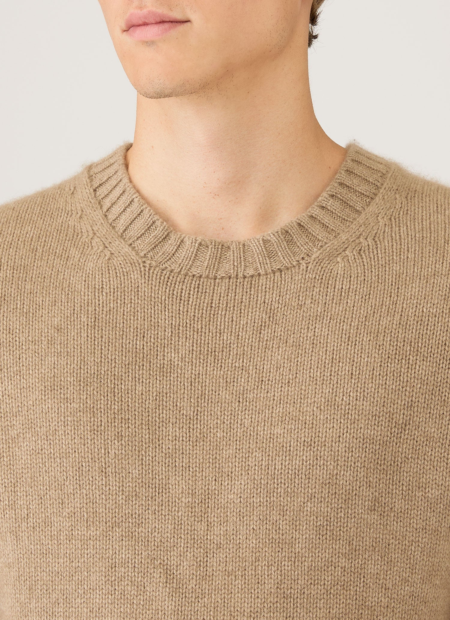 Men's Roxburgh Cashmere Jumper in Natural Brown | Sunspel