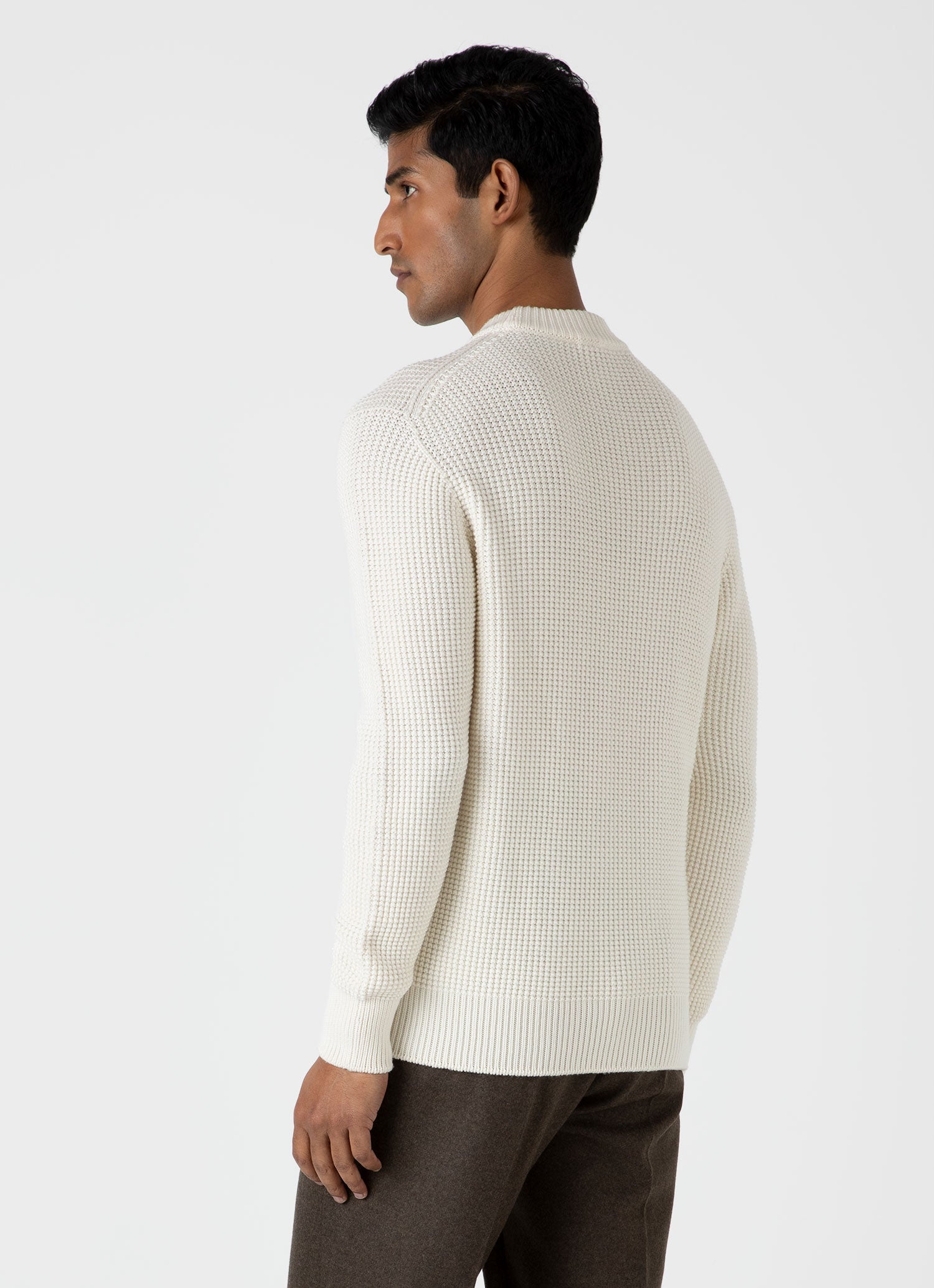 Men's Mariner Mock Neck Jumper in Ecru | Sunspel
