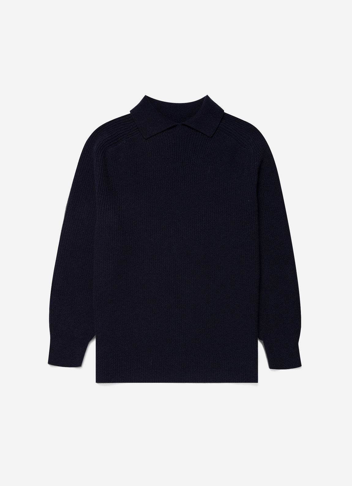 Men's Ribbed Polo Neck Jumper in Navy