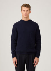 Men's Shetland Crew Neck Jumper in Navy