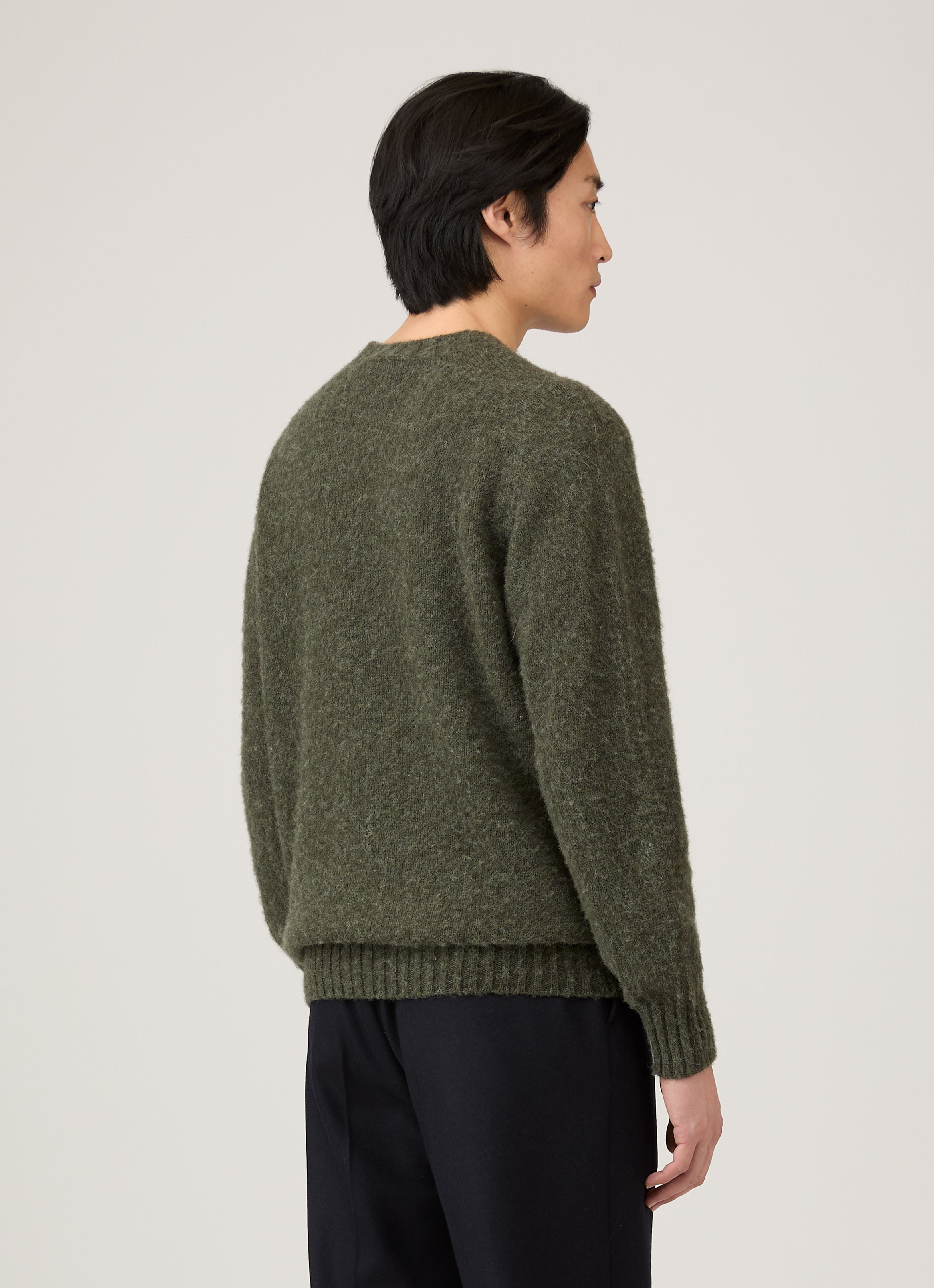 Men's Shetland Crew Neck Jumper in Sea Moss | Sunspel