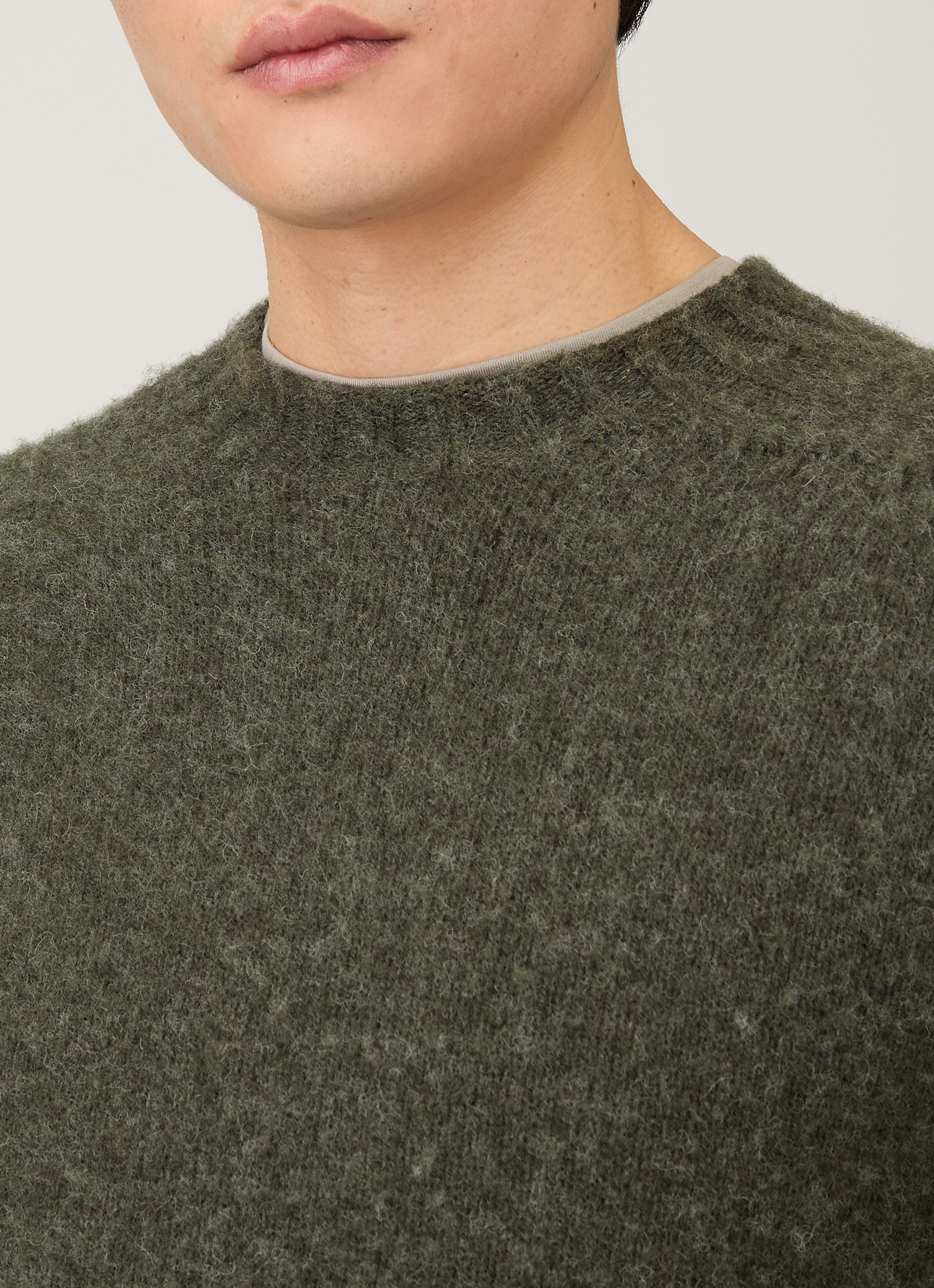 Men's Shetland Crew Neck Jumper in Sea Moss | Sunspel
