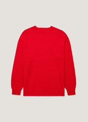 Men's Shetland Crew Neck Jumper in Bright Red