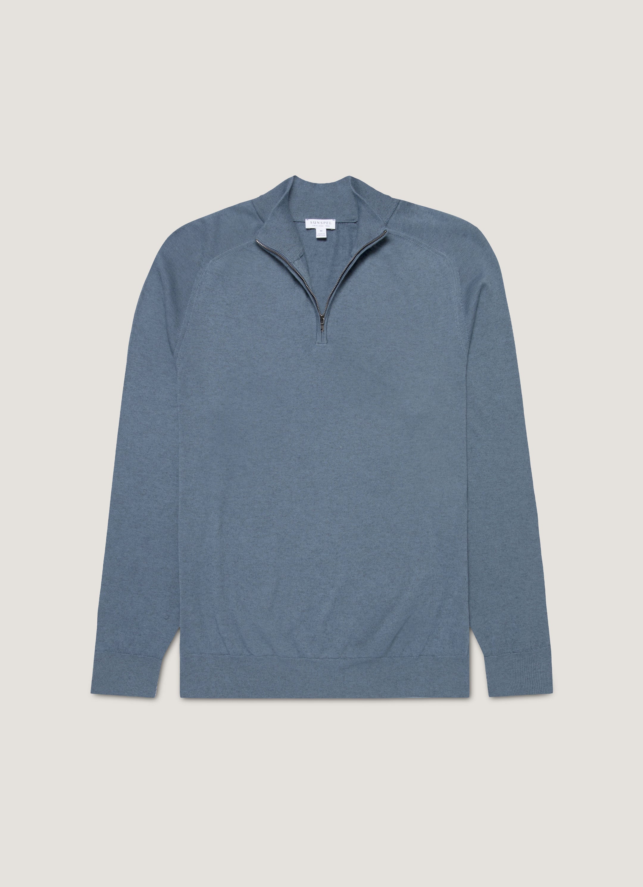 Men's Sea Island Cashmere Half Zip in Slate Blue
