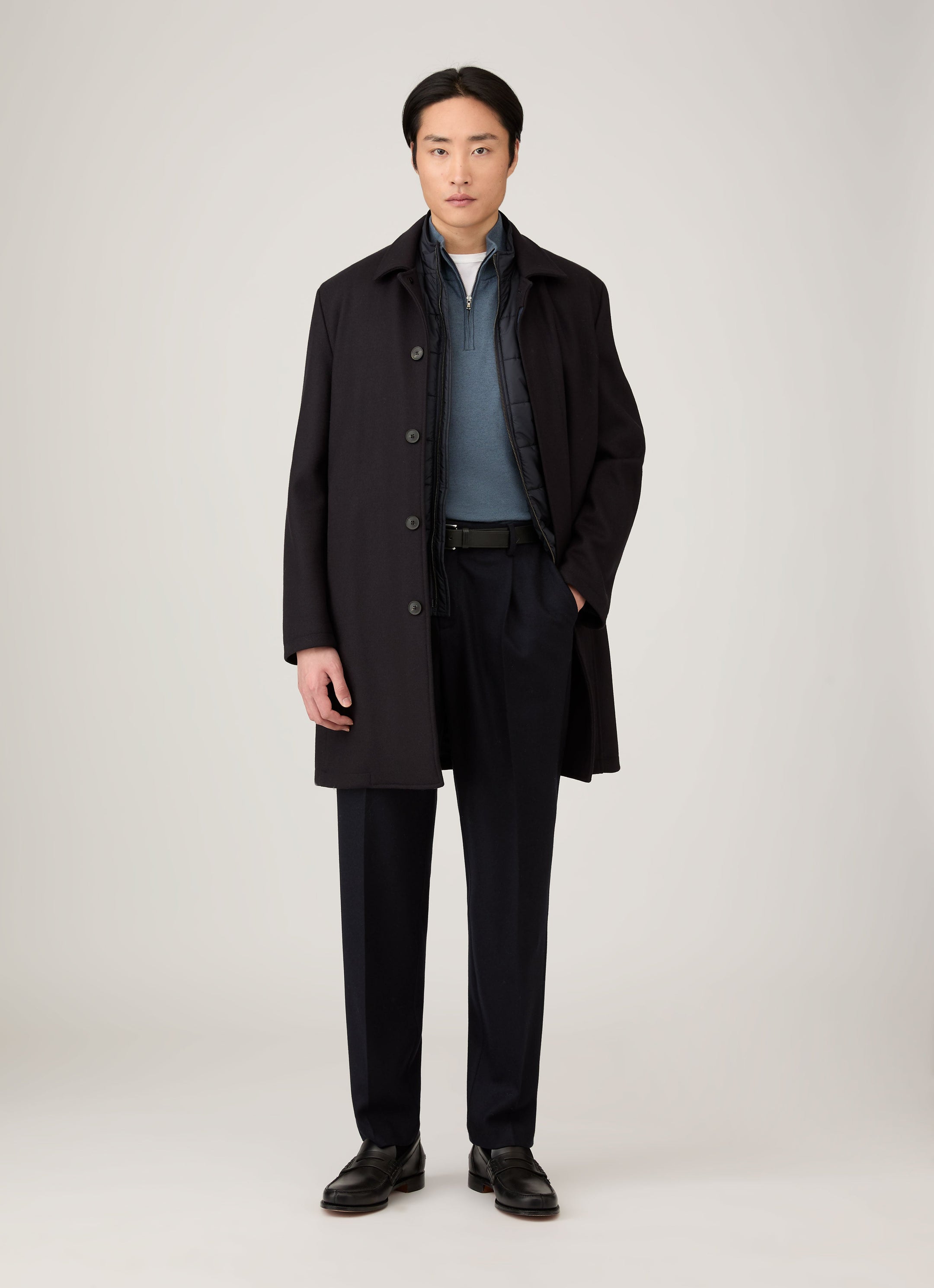 Men's Sea Island Cashmere Half Zip in Slate Blue