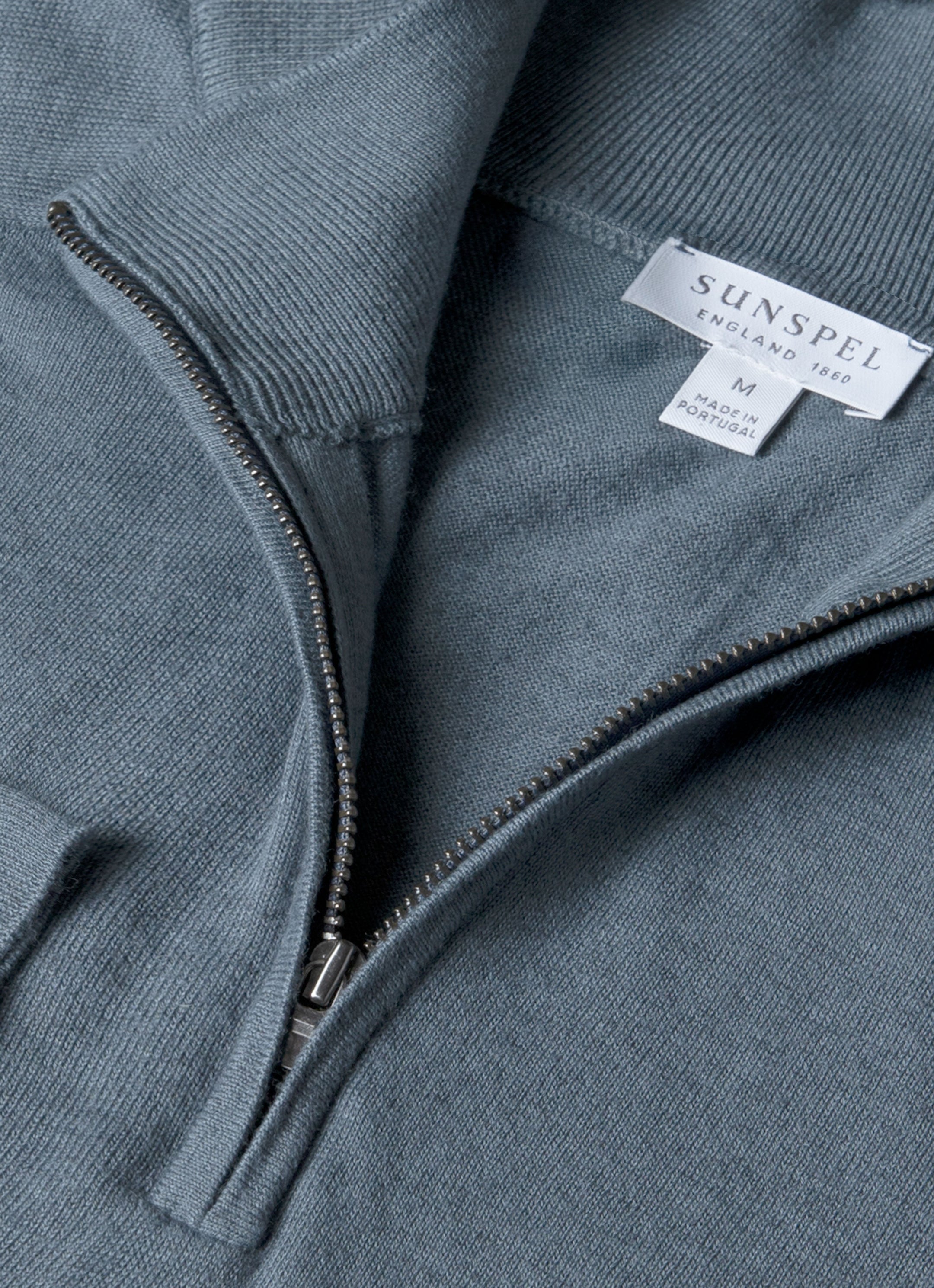 Men's Sea Island Cashmere Half Zip in Slate Blue