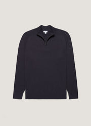 Men's Sea Island Cashmere Half Zip in Midnight Navy