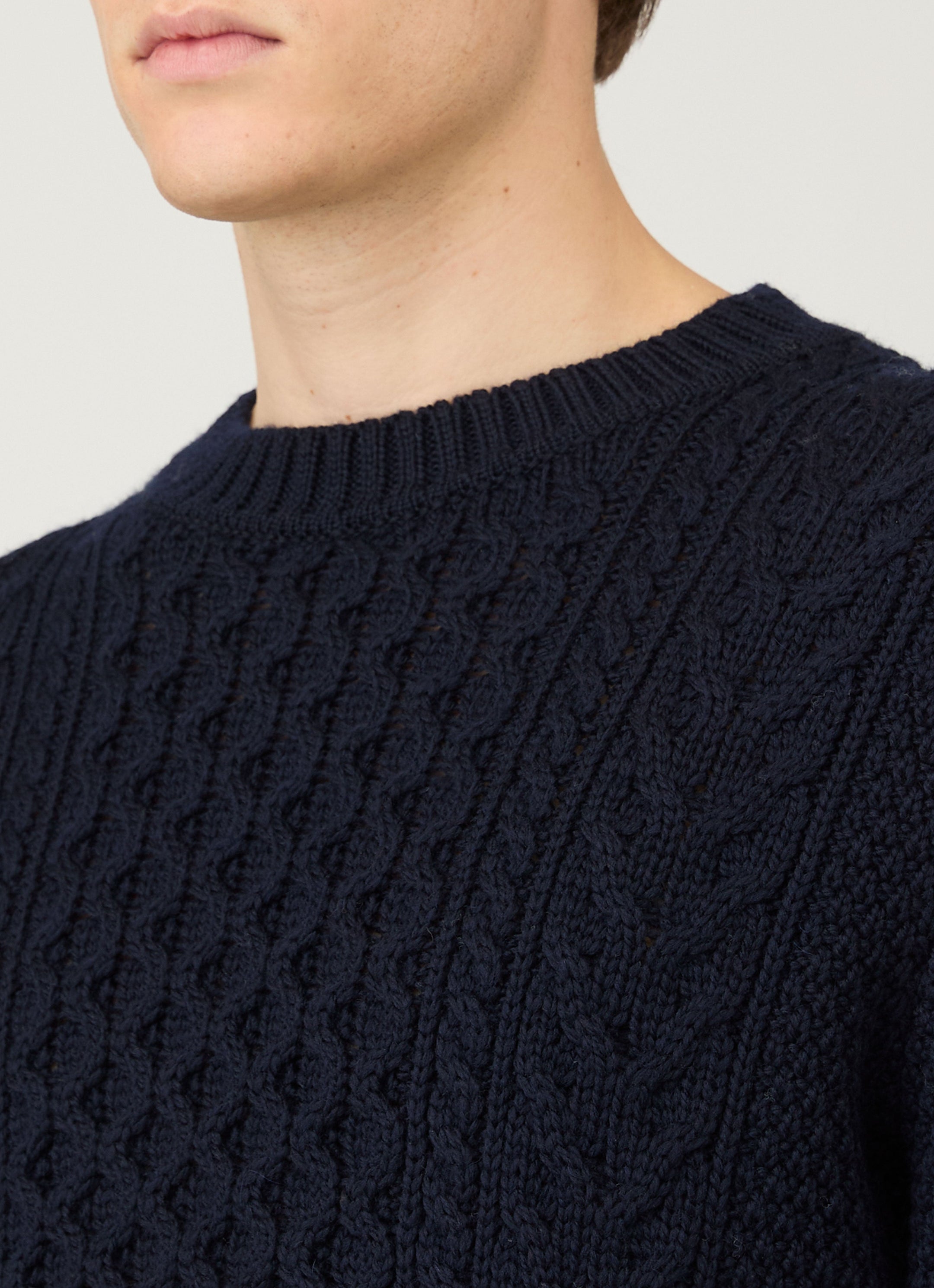 Men's Cable Knit Jumper in Navy