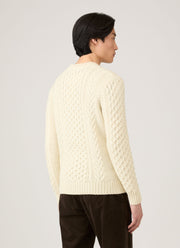 Men's Cable Knit Jumper in Ecru