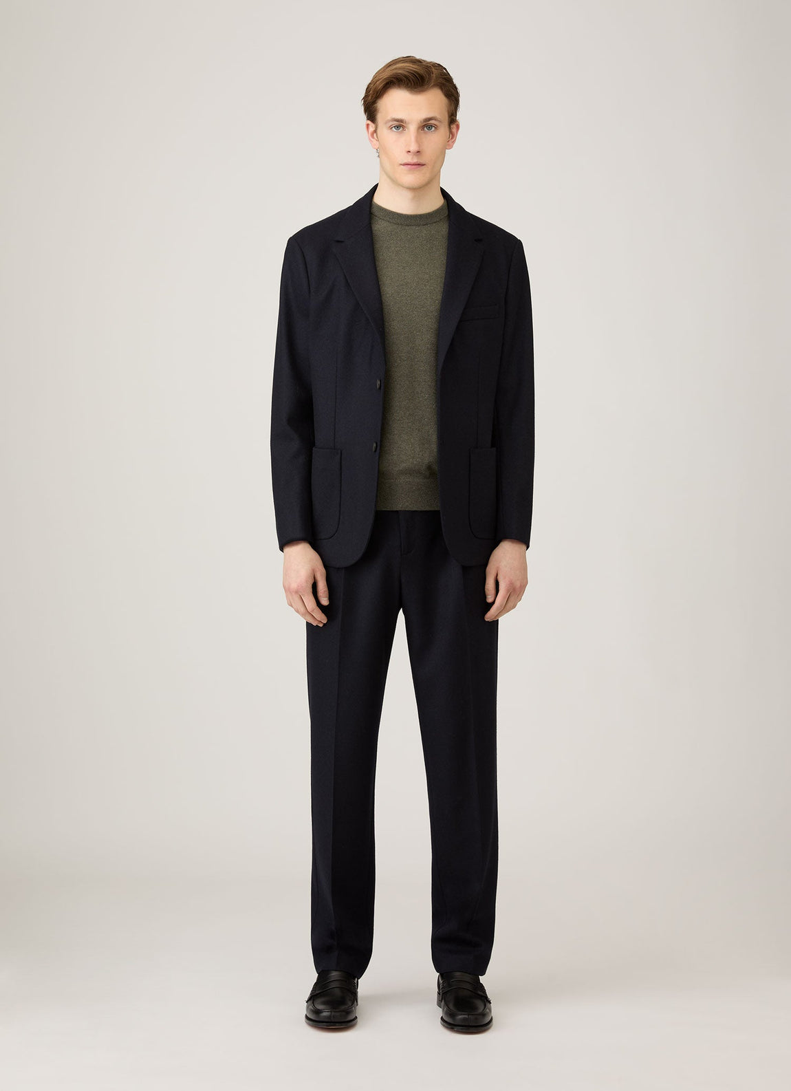 Men's Cashmere Crew Neck Jumper in Khaki