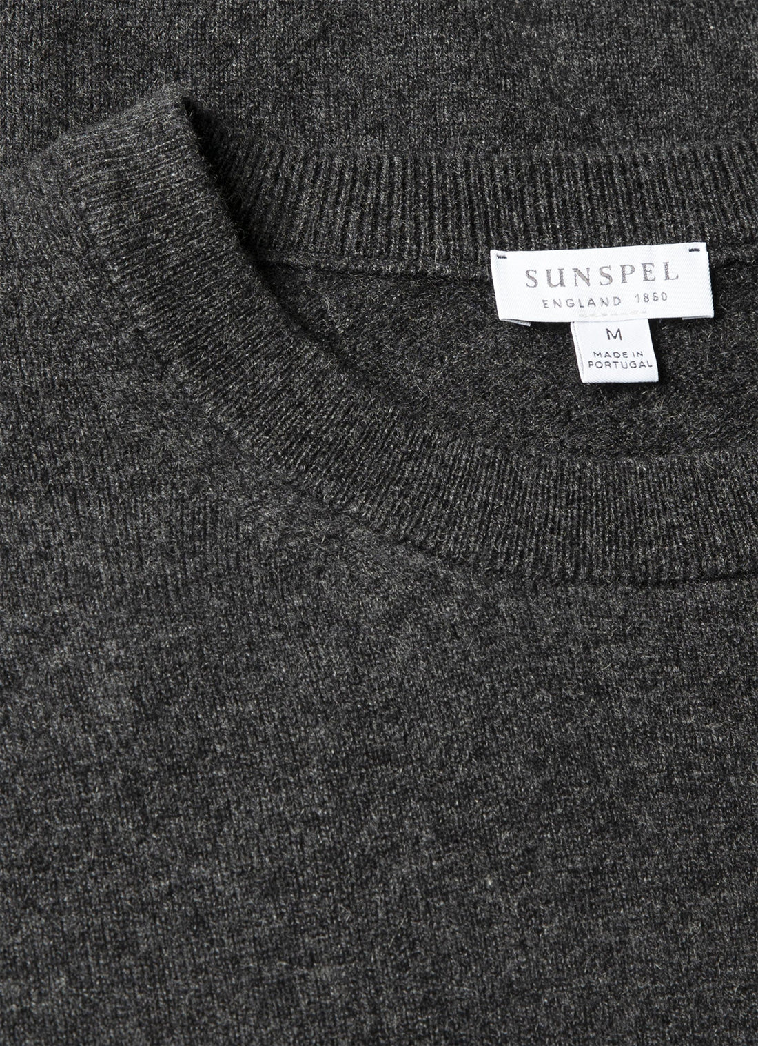 Men's Cashmere Crew Neck Jumper in Charcoal Melange