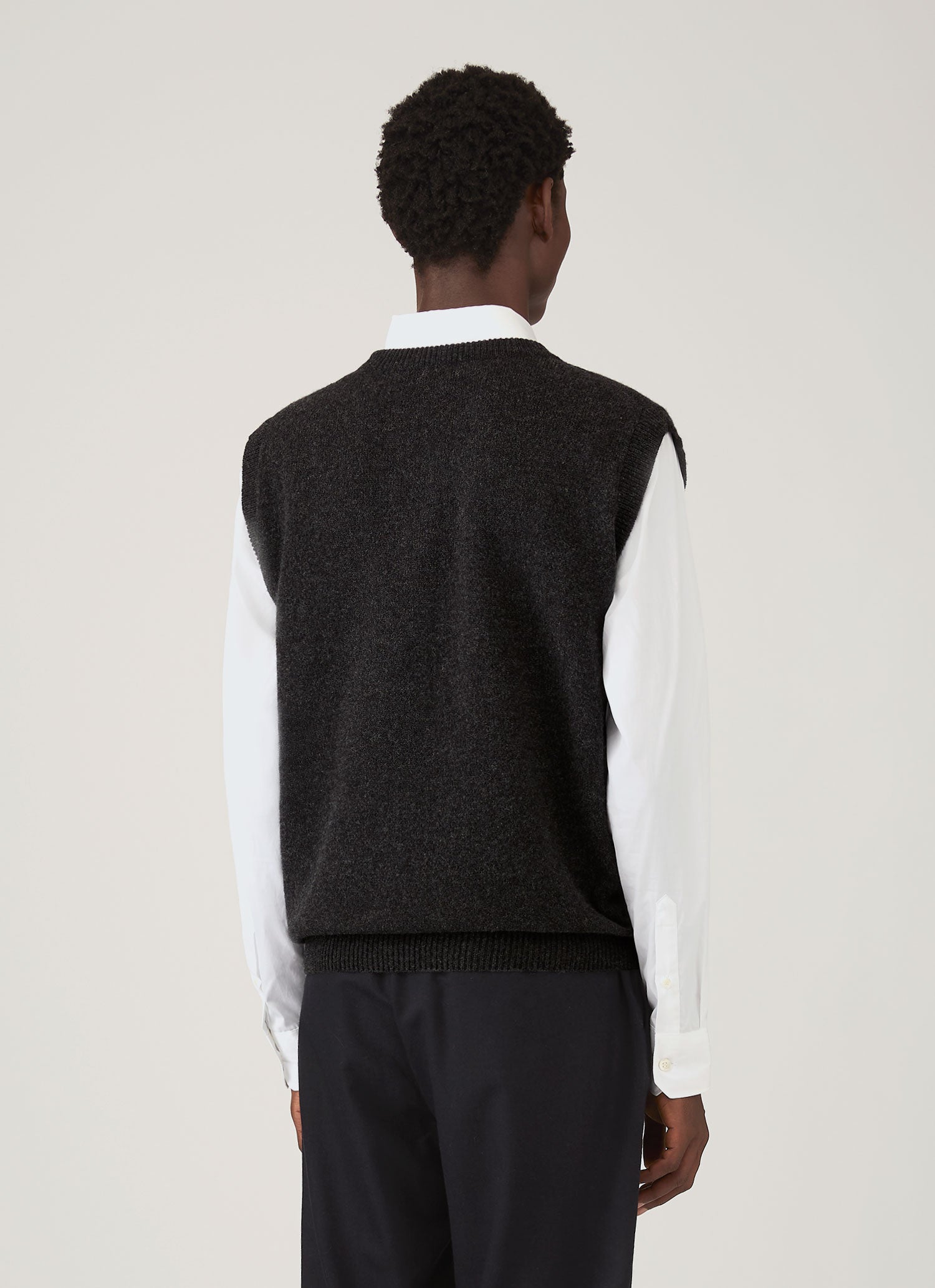 Men's Lambswool Vest in Charcoal Melange | Sunspel