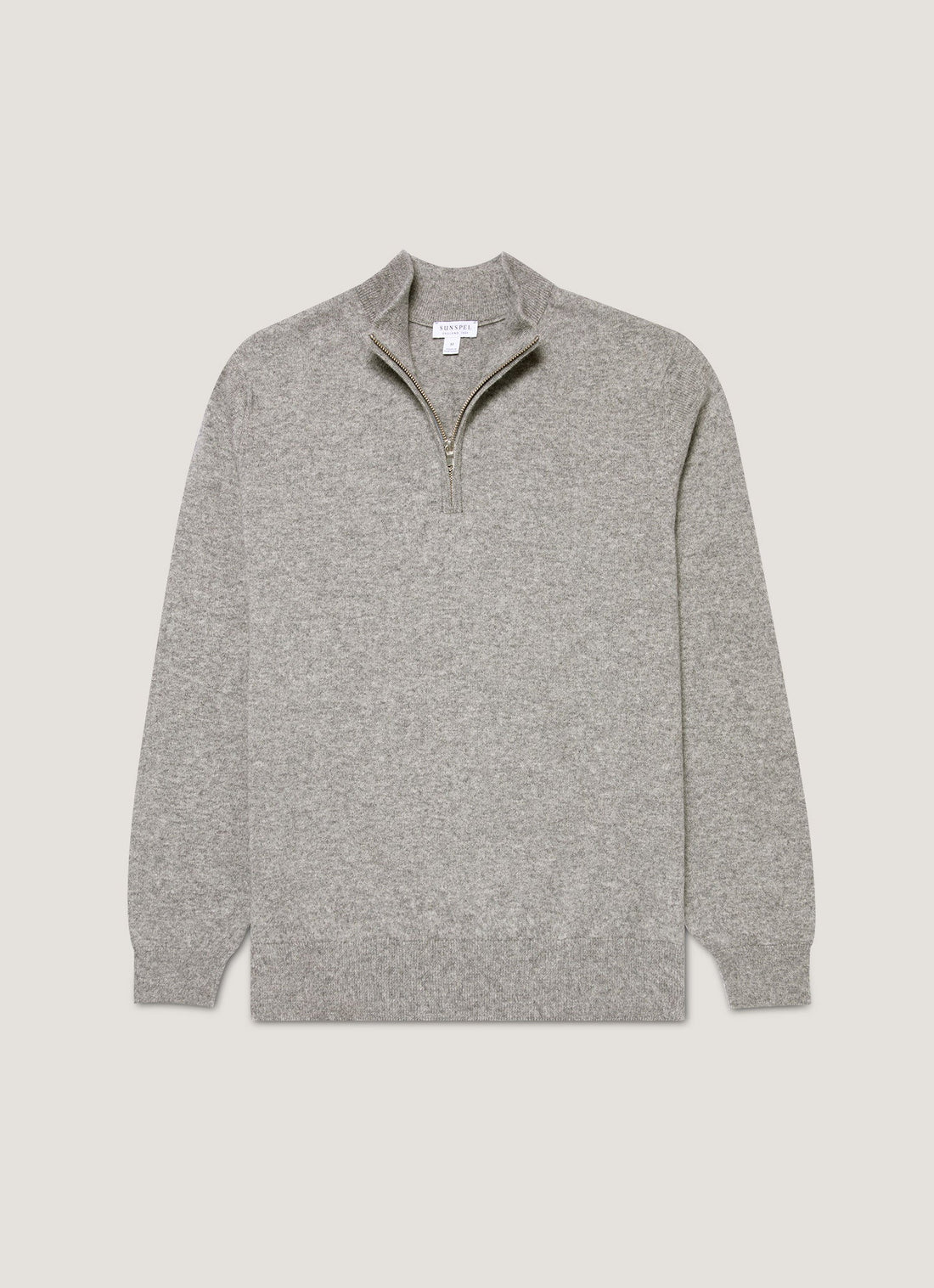 Men's Cashmere Half Zip Jumper in Grey Melange