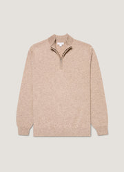 Men's Cashmere Half Zip Jumper in Oatmeal Melange