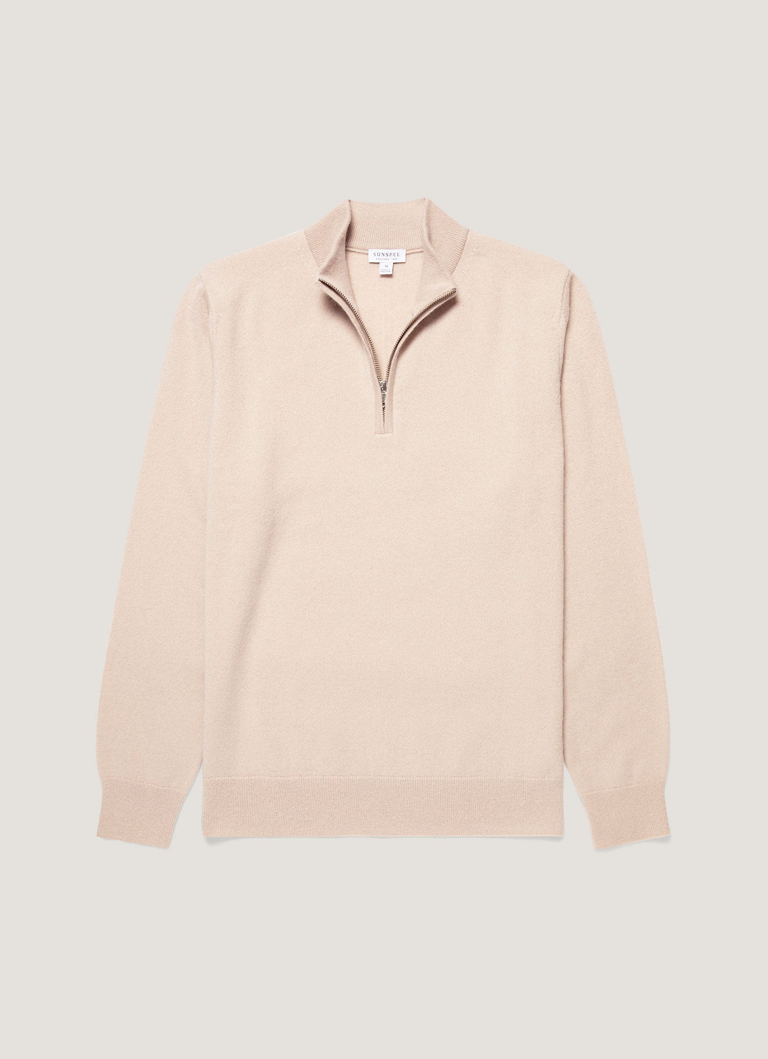 Men's Cashmere Half Zip Jumper in Swansdown | Sunspel