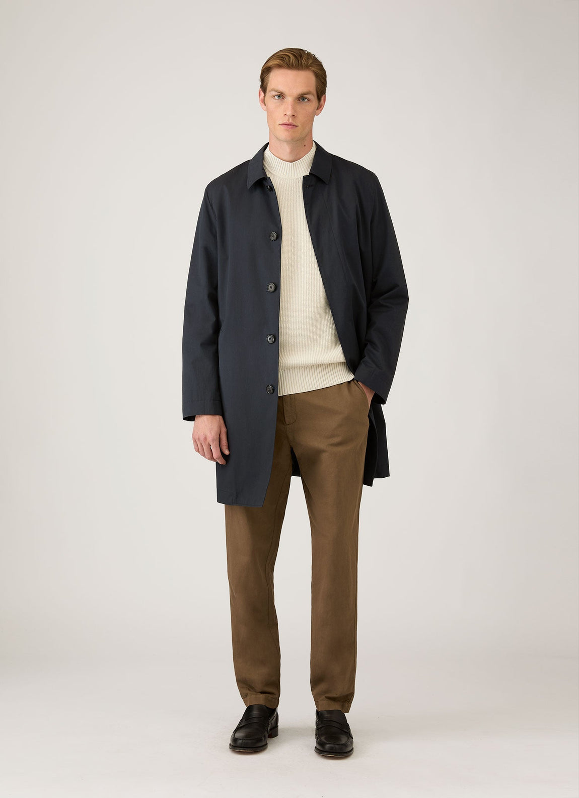 Men's Cotton Crew Neck Jumper in Ecru