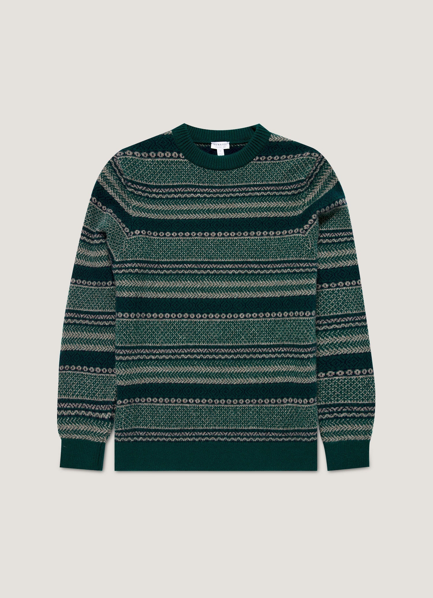 Men's Lambswool Fair Isle Jumper in Holly Green