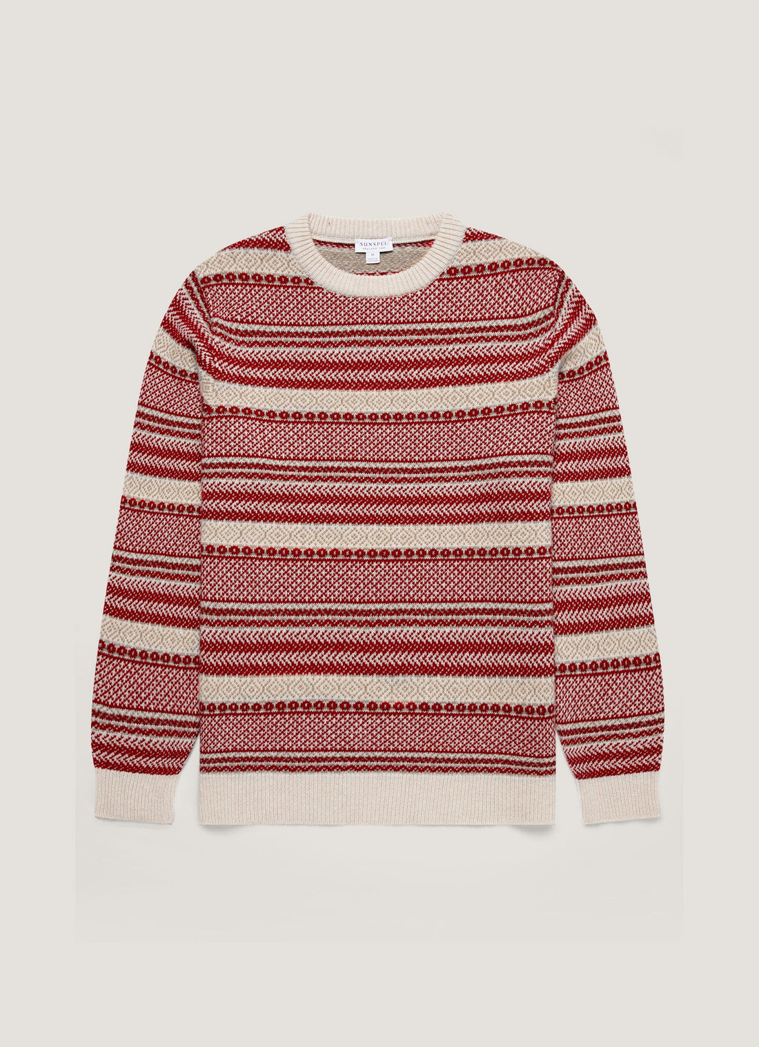 Men's Lambswool Fair Isle Jumper in Bright Red