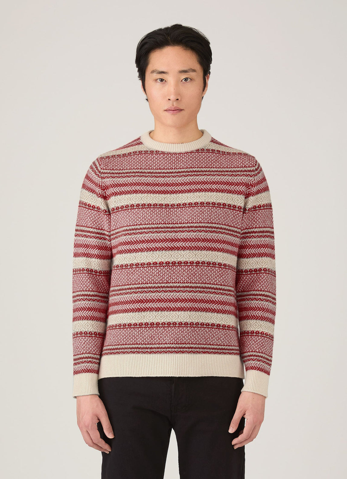 Men's Lambswool Fair Isle Jumper in Bright Red