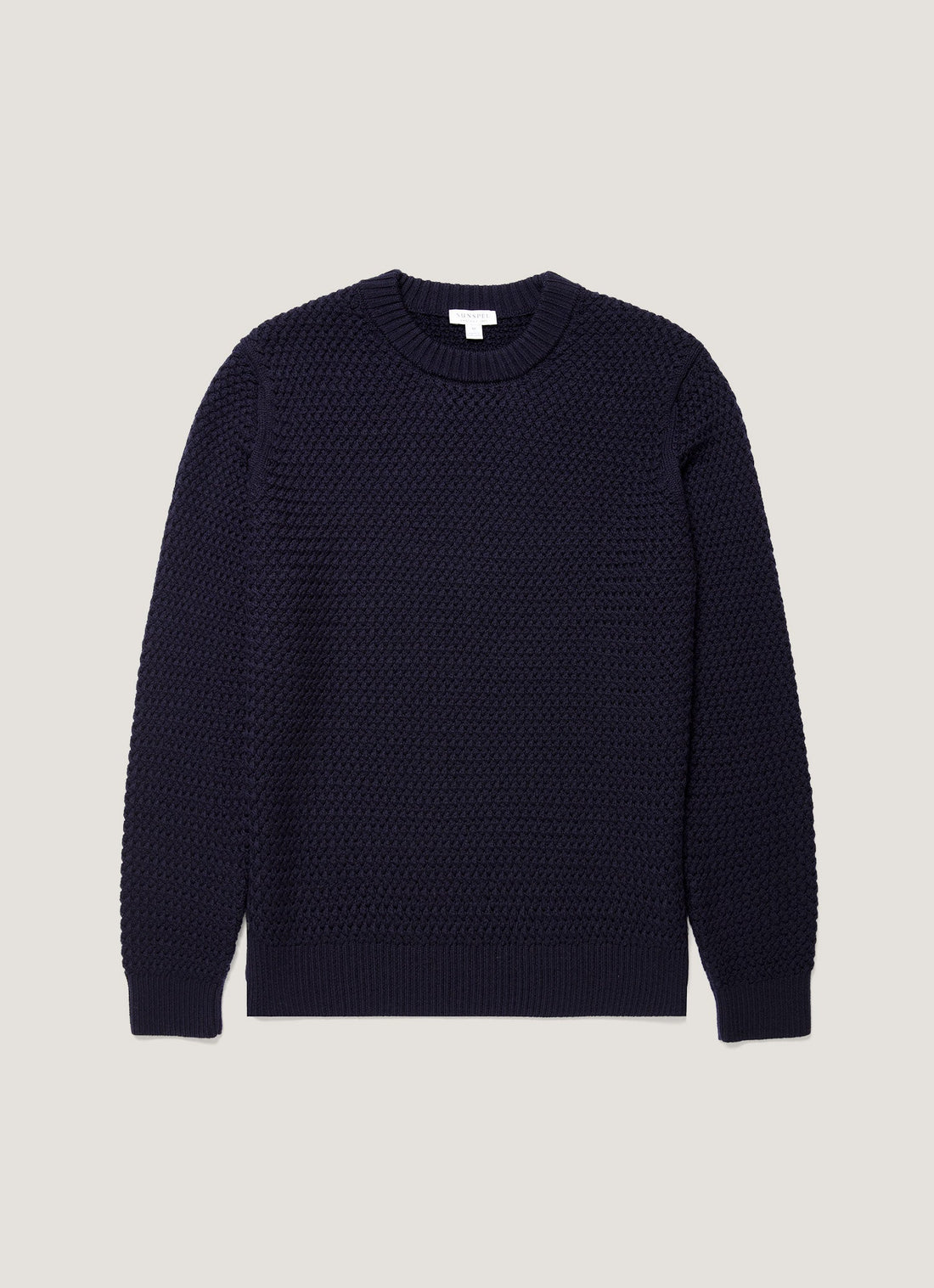 Men's Merino Wool Basketweave Jumper in Navy