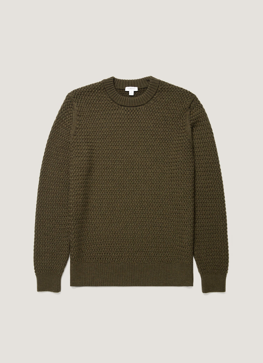 Men's Merino Wool Basketweave Jumper in Loden Green
