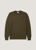 Men's Merino Wool Basketweave Jumper in Loden Green