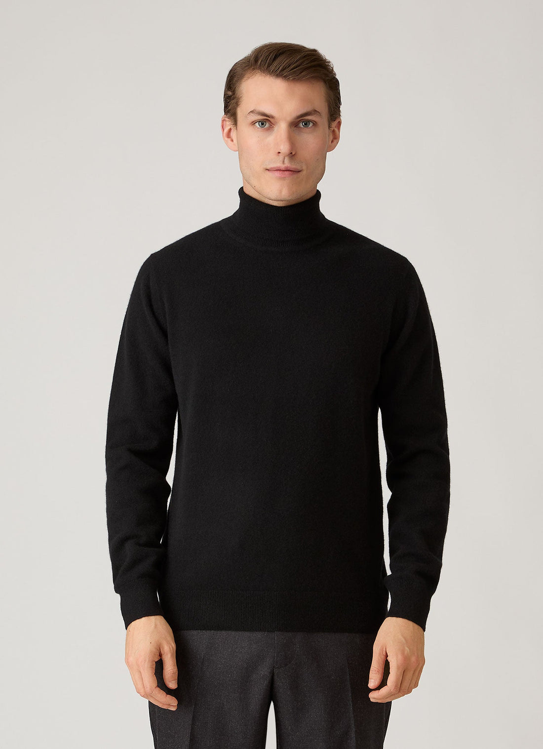 Men's Cashmere Roll Neck Jumper in Black