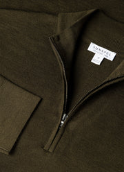 Men's Extra-Fine Merino Half Zip Jumper in Loden Green