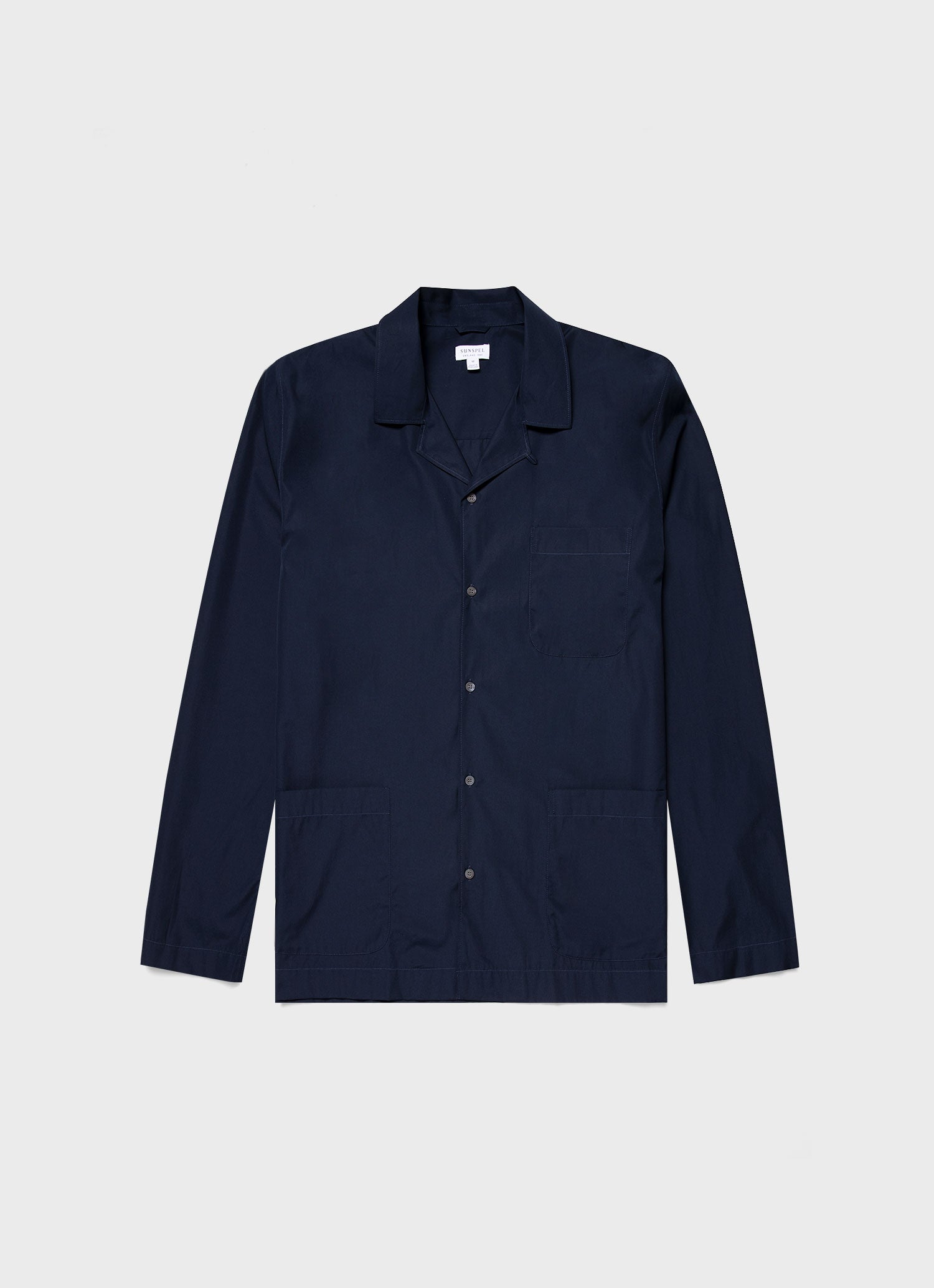 Men's Sea Island Cotton Pyjama Shirt in Navy7