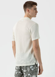 Men's Linear Mesh Polo Shirt in Ecru